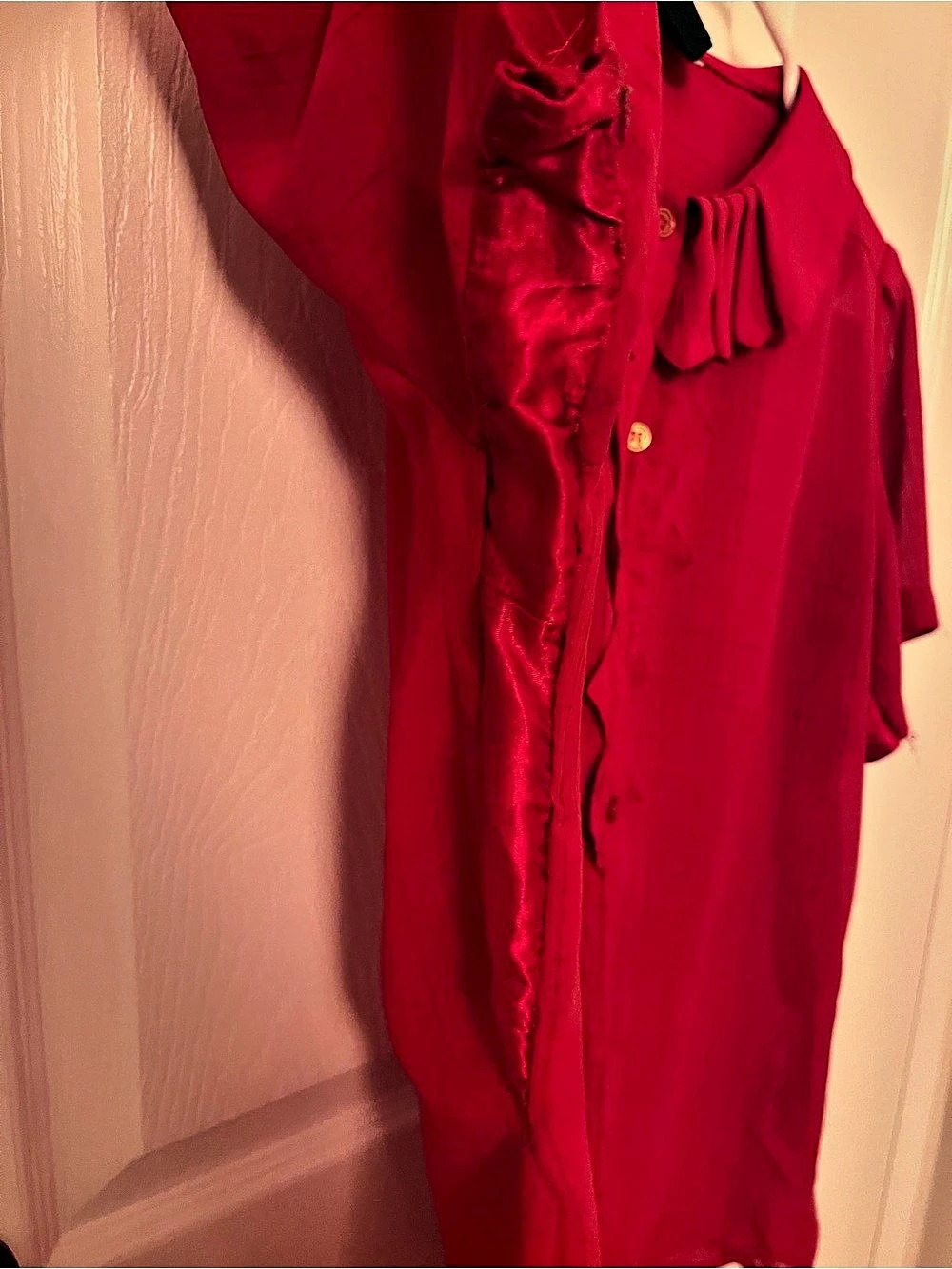 Canell Red Ruffle Collar Blouse - Picture 6 of 7